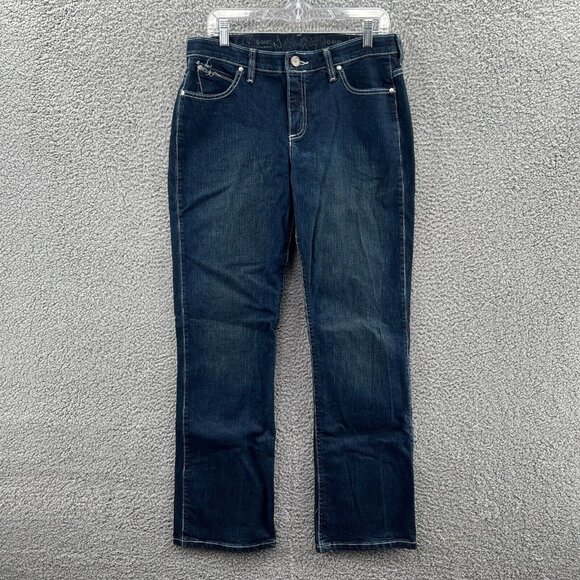 Wrangler Q Baby No Gap Waist Band Jeans Womens 9/10 X 32 Dark Wash Blue Stretch - Picture 1 of 8